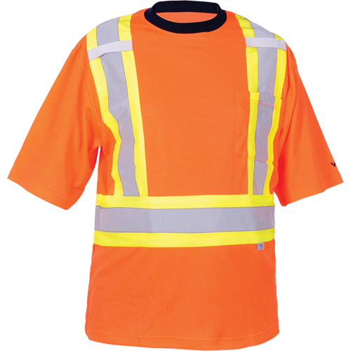 T-shirt de s&eacute;curit&eacute;, Polyester, Moyen, Orange haute visibilit&eacute; Sidevic Inc.