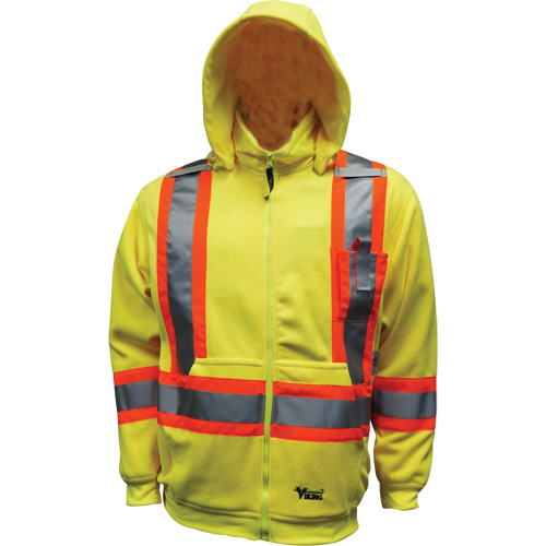Chandail &agrave; capuchon de s&eacute;curit&eacute; en molleton, Polyester, Petit, Jaune lime haute visibilit&eacute; Sidevic Inc.