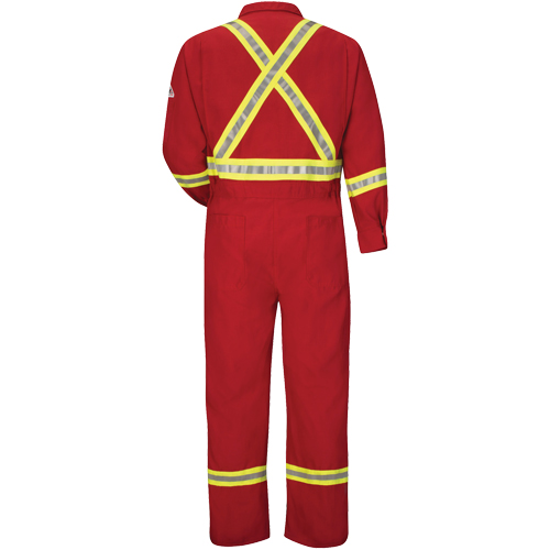 Flame-Resistant Deluxe Coveralls with Reflective Trim, Size 38, Red, 5.6 cal/cm² Sidevic Inc.