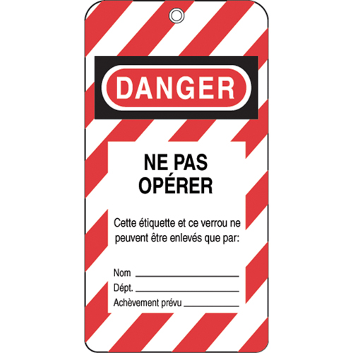 &eacute;tiquettes de verrouillage, Plastique, 3" la x 5-3/4" h, Français Sidevic Inc.