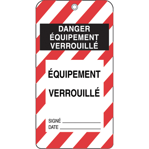 &eacute;tiquettes de verrouillage, Plastique, 3" la x 5-3/4" h, Français Sidevic Inc.