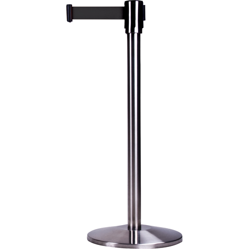 Free-Standing Crowd Control Barrier, Steel, 35" H, Black Tape, 7' Tape Length Sidevic Inc.