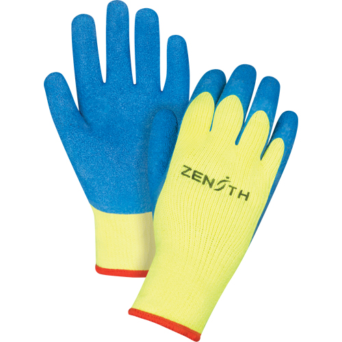 Gants haute visibilit&eacute; doubl&eacute;s d'acrylique & enduits de caoutchouc, 8/Moyen, R&ecirc;vetement Latex de caoutchouc, Calibre 7, Enveloppe en Tissu &eacute;ponge Sidevic Inc.