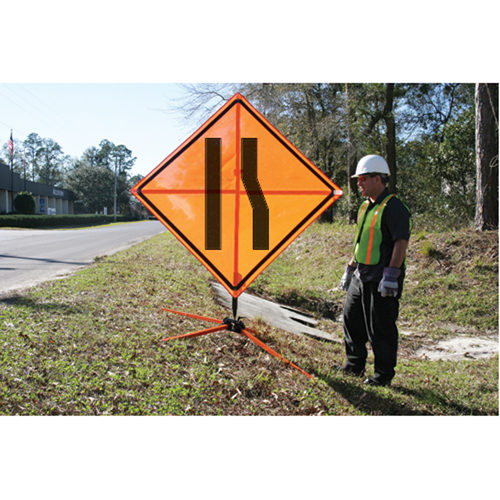 Panneau de construction enroulable - Tilt-Adjust prenez la voie de gauche, 36" x 36", Vinyle, Pictogramme Sidevic Inc.