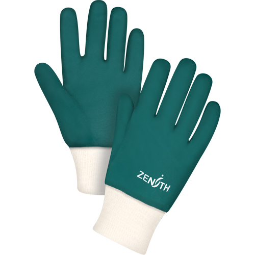 Double Dipped Green Gloves, 10" L, PVC, Cotton Jersey Inner Lining, 70-mil Sidevic Inc.