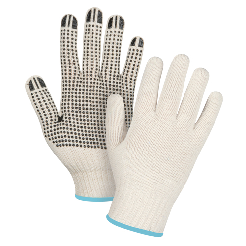 Gants l&eacute;gers tricot&eacute;s &agrave; pois, Poly/coton, Un c&ocirc;t&eacute;, Calibre 7, T-Grand Sidevic Inc.