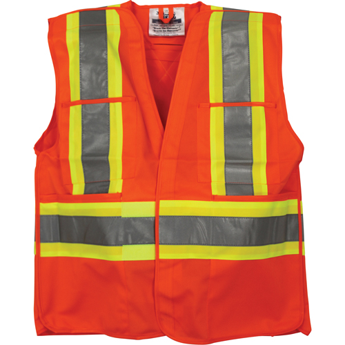 Veste de s&eacute;curit&eacute; pour la circulation, Orange haute visibilit&eacute;, Moyen/Petit, Polyester Sidevic Inc.