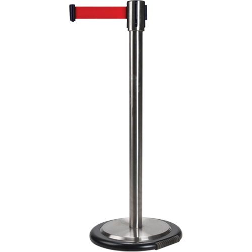 Barri&egrave;res sur pieds pour le contr&ocirc;le des foules, Acier, 35" h, Ruban Rouge, Longueur du ruban 12' Sidevic Inc.