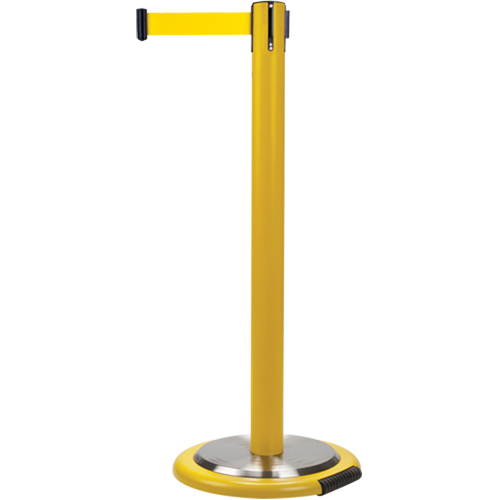 Barri&egrave;res sur pieds pour le contr&ocirc;le des foules, Acier, 35" h, Ruban Jaune, Longueur du ruban 7' Sidevic Inc.