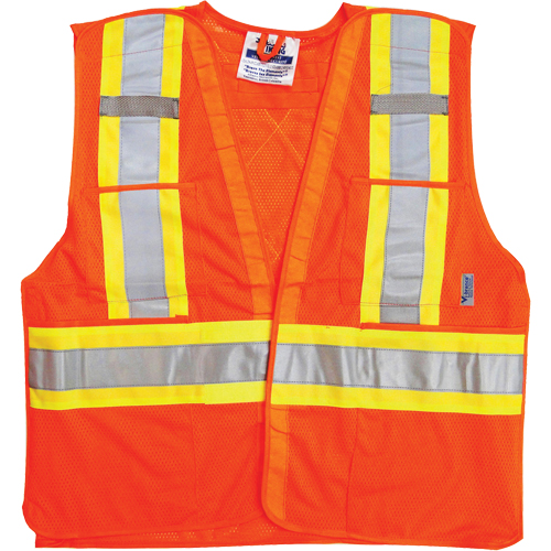 Vestes de s&eacute;curit&eacute; pour la circulation, Orange haute visibilit&eacute;, Moyen/Petit, Polyester Sidevic Inc.