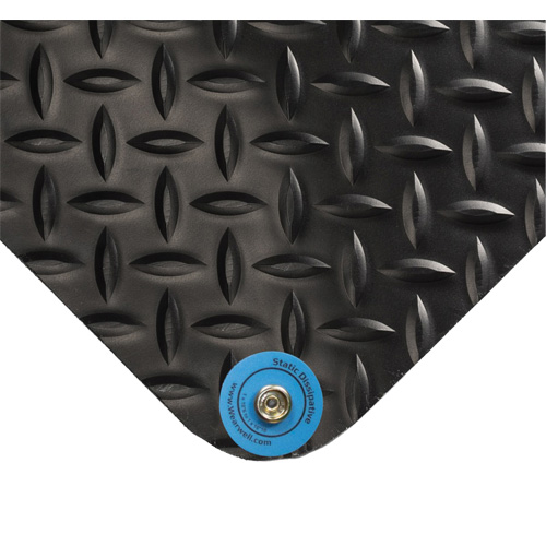 Tapis conducteur d'&eacute;lectricit&eacute; no 786, 4' la x 10' lo x 15/16" &eacute;p, PVC, Losange, Noir Sidevic Inc.