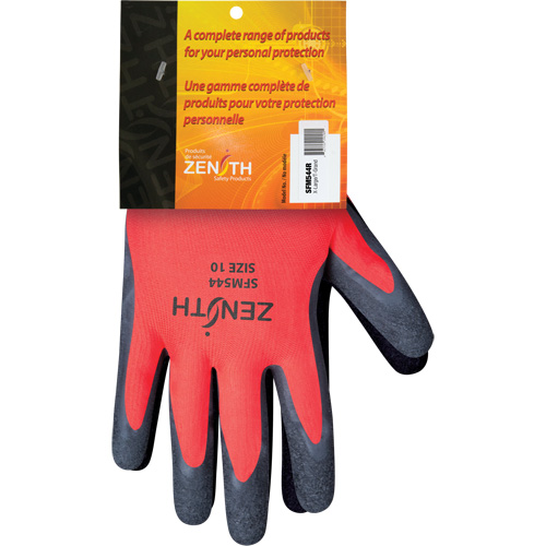 Gants enduits de latex de caoutchouc naturel, 10, R&ecirc;vetement Latex de caoutchouc, Calibre 13, Enveloppe en Polyester Sidevic Inc.