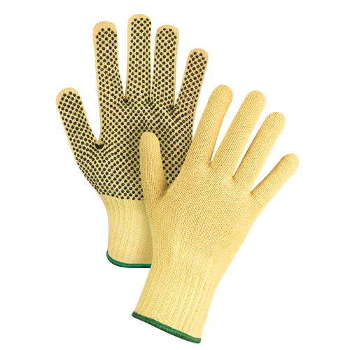 Gants tricot&eacute;s sans couture &agrave; pois, Taille Moyen/8, Calibre 7, Rev&ecirc;tement PVC, Enveloppe en Kevlar, ASTM ANSI niveau A2/EN 388 niveau 3 Sidevic Inc.