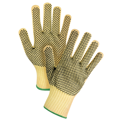 Gants tricot&eacute;s deux c&ocirc;t&eacute;s, sans couture, &agrave; pois, Taille Moyen/8, Calibre 7, Rev&ecirc;tement PVC, Enveloppe en Kevlar, ASTM ANSI niveau A2/EN 388 niveau 3 Sidevic Inc.