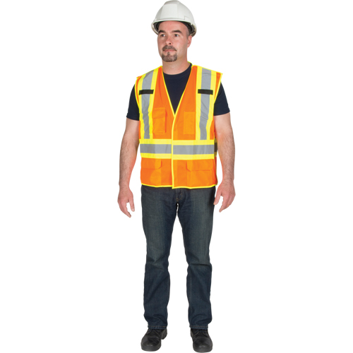 Veste de s&eacute;curit&eacute; d&eacute;tachable en cinq points de premi&egrave;re qualit&eacute;, Orange haute visibilit&eacute;, Grand/T-Grand, Polyester Sidevic Inc.