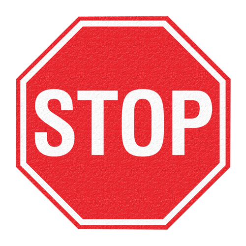 Panneau de signalisation au sol  Stop , Adh&eacute;sif, Anglais avec pictogramme Sidevic Inc.