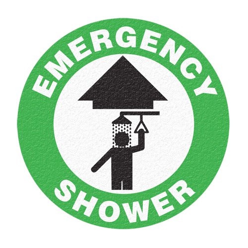Panneau de signalisation au sol  Emergency Shower , Adh&eacute;sif, Anglais avec pictogramme Sidevic Inc.