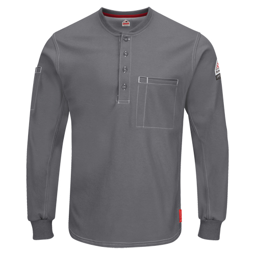 Excel FR&reg; Long Sleeve Henley Shirts, Small, Grey Sidevic Inc.