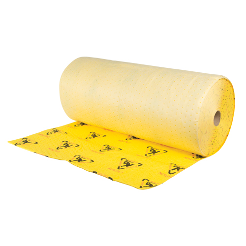 Rouleaux d'avertissement de premi&egrave;re qualit&eacute; - absorbants haute visibilit&eacute;, Lourd, 150' lo x 36" la, Absorption 57 gal. Sidevic Inc.