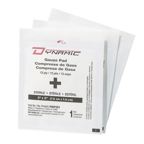 Gaze Dynamic, Tampon, 3" lo x 3" la, St&eacute;rile, Dispositif m&eacute;dical Classe 1 Sidevic Inc.