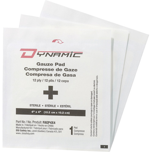 Gaze Dynamic, Tampon, 4" lo x 4" la, St&eacute;rile, Dispositif m&eacute;dical Classe 1 Sidevic Inc.