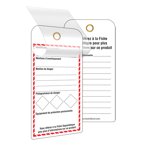 GHS Self-Laminating Workplace Tags, Cardstock, 3" W x 6" H, French Sidevic Inc.