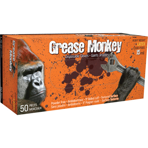 Grease Monkey&reg; Gloves, Medium, Latex, 15-mil, Powder-Free, Blue Sidevic Inc.