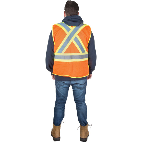 Flame-Resistant Surveyor Vest, High Visibility Orange, Medium, Polyester Sidevic Inc.