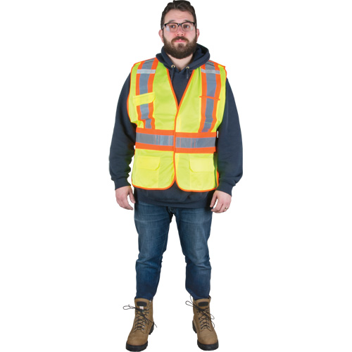 Flame-Resistant Surveyor Vest, High Visibility Lime-Yellow, Medium, Polyester Sidevic Inc.