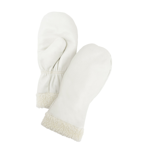 Mitaines d'hiver en cuir fleur de premi&egrave;re qualit&eacute; doubl&eacute;es de boa, Taille Grand, Mitaine Sidevic Inc.