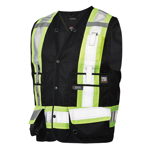 Veste de s&eacute;curit&eacute; pour arpenteur, Noir, Grand, Polyester Sidevic Inc.