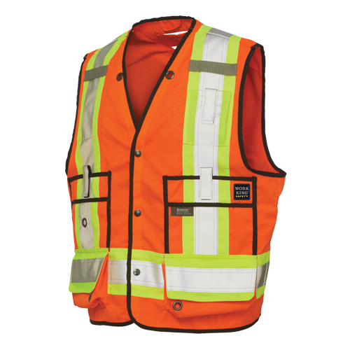 Surveyor Safety Vest, High Visibility Orange, Large, Polyester Sidevic Inc.