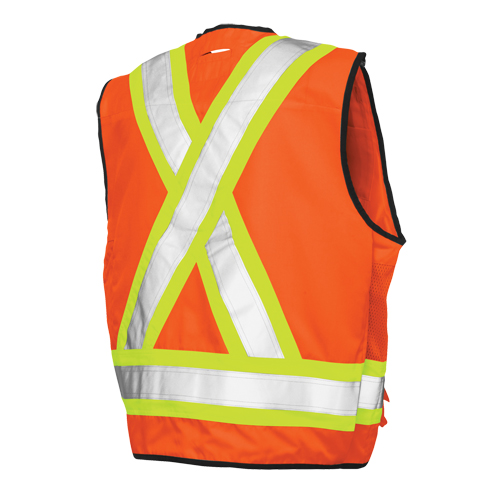 Surveyor Safety Vest, High Visibility Orange, Large, Polyester Sidevic Inc.