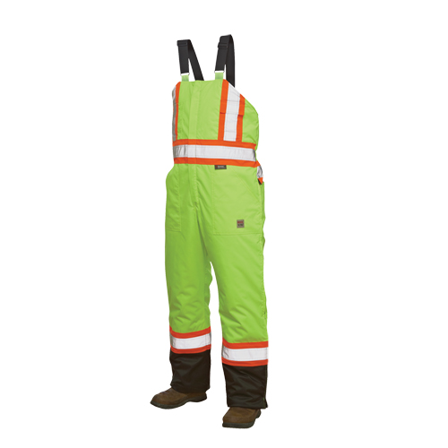 Salopettes de s&eacute;curit&eacute; doubl&eacute;e, Polyester/Polyur&eacute;thane, Grand, Jaune lime haute visibilit&eacute; Sidevic Inc.
