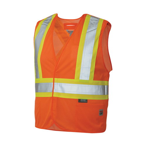 Veste de s&eacute;curit&eacute; d&eacute;tachable en cinq points, Orange haute visibilit&eacute;, Grand/T-Grand, Polyester Sidevic Inc.
