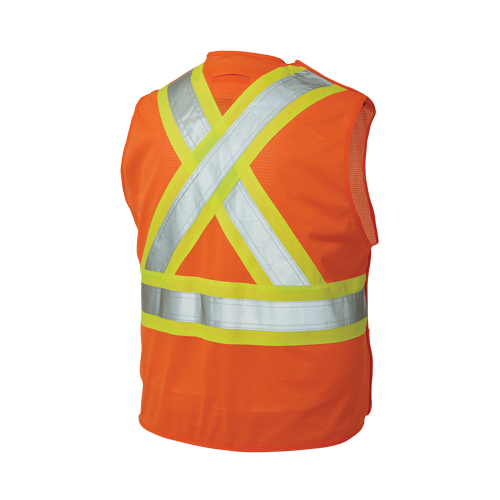 Veste de s&eacute;curit&eacute; d&eacute;tachable en cinq points, Orange haute visibilit&eacute;, Grand/T-Grand, Polyester Sidevic Inc.