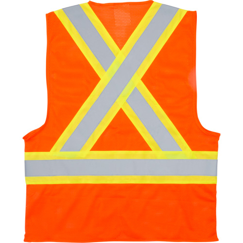 Traffic Safety Vest, High Visibility Orange, Medium, Polyester Sidevic Inc.