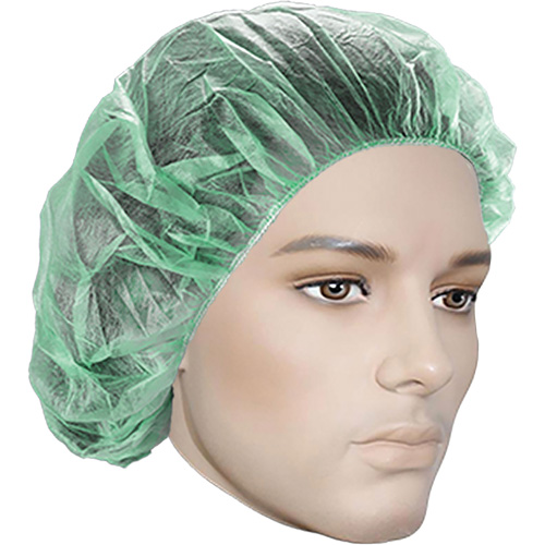 Bouffant Caps, Polypropylene, 21", Green Sidevic Inc.