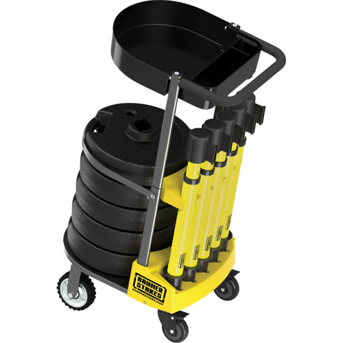 Chariot de transport avec plateau pour barri&egrave;re PLUS, 75' lo, M&eacute;tal, Jaune Sidevic Inc.