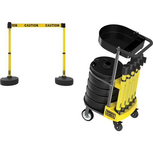 Chariot de transport avec plateau pour barri&egrave;re PLUS, 75' lo, M&eacute;tal, Jaune Sidevic Inc.