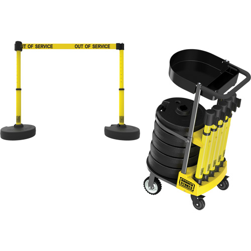 Chariot de transport avec plateau pour barri&egrave;re PLUS, 75' lo, M&eacute;tal, Jaune Sidevic Inc.