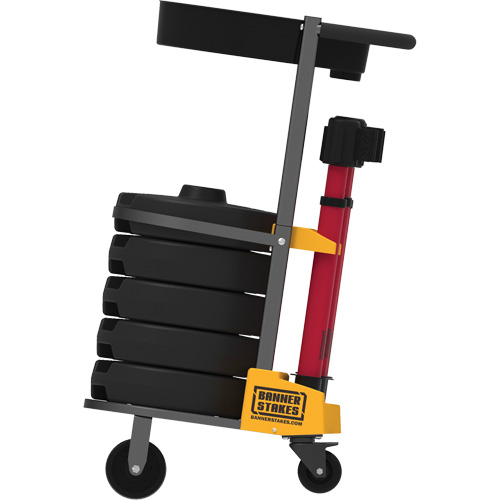 Chariot de transport avec plateau pour barri&egrave;re PLUS, 75' lo, M&eacute;tal, Rouge Sidevic Inc.