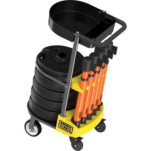 PLUS Barrier Post Cart Kit with Tray, 75' L, Metal, Orange Sidevic Inc.