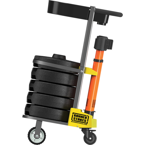 PLUS Barrier Post Cart Kit with Tray, 75' L, Metal, Orange Sidevic Inc.