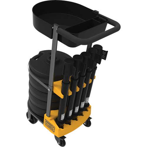 PLUS Barrier Post Cart Kit with Tray, 75' L, Metal, Black Sidevic Inc.