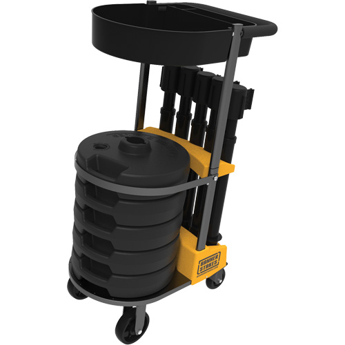 PLUS Barrier Post Cart Kit with Tray, 75' L, Metal, Black Sidevic Inc.