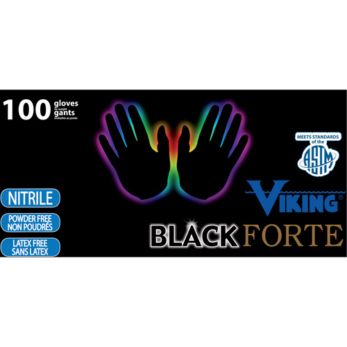 34605 Forte Disposable Gloves, Small, Nitrile, 6-mil, Powder-Free, Black Sidevic Inc.