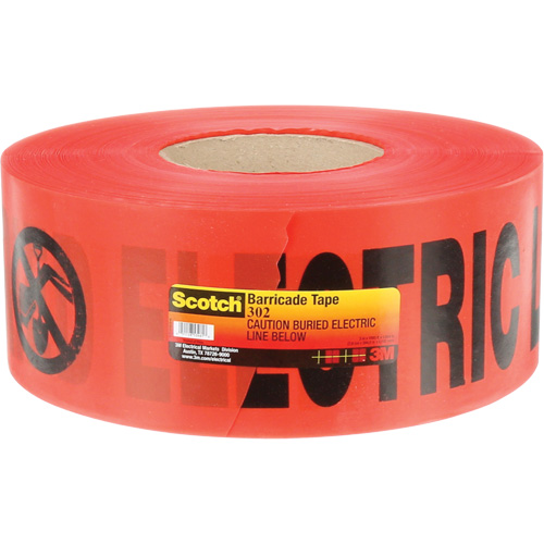 Scotch&reg; Buried Barricade Tape, English, 3" W x 1000' L, 4 mils, Black on Red Sidevic Inc.