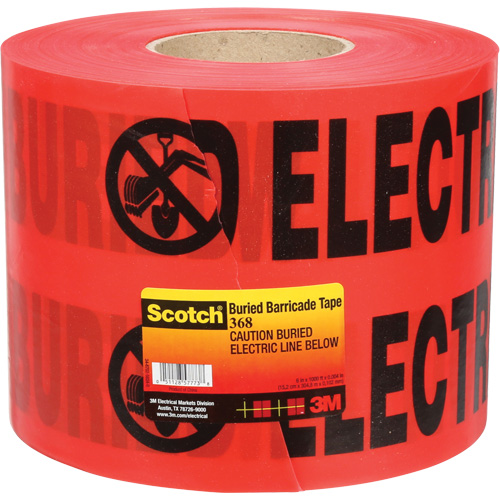 Scotch&reg; Buried Barricade Tape, English, 6" W x 1000' L, 4 mils, Black on Red Sidevic Inc.