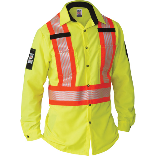 Chemise &agrave; manches longues haute visibilit&eacute; ind&eacute;chirable, Polyester, Moyen (grande taille), Jaune lime haute visibilit&eacute; Sidevic Inc.